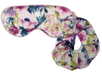 Peonie Rose Satin Eyemask and Scrunchie