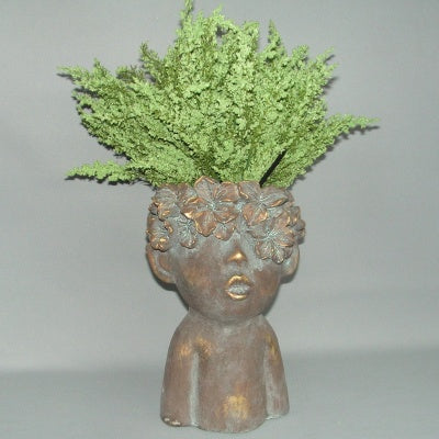 Bronze Girl Head Planter
