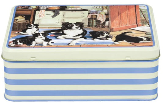 Tracy Hall Border Collies Deep Rectangle Tin