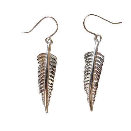 Silver Fern drop earrings