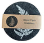 Silver Fern On Dark Grey Set of 4 - Ecofelt Coaster