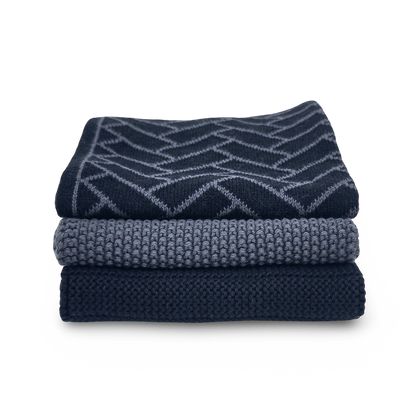 Dishcloth Variety 3pk - Black Herringbone