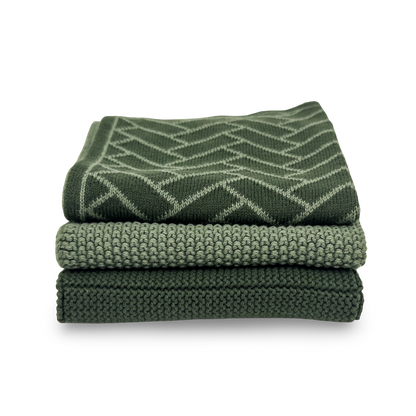 Dishcloth Variety 3pk - Forest Herringbone