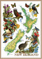 Cream Vintage NZ Birds & Butterflies Tea Towel