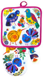 Retro NZ Birds Pot Mat & Oven Glove