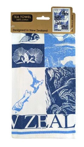Scenic Blue Diamond Tea Towel