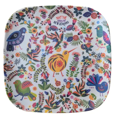 Retro Birds Bamboo Tray