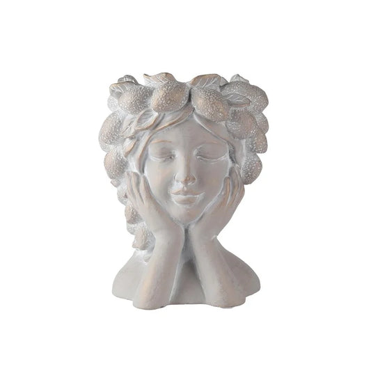 Cement Ladies Head Pot