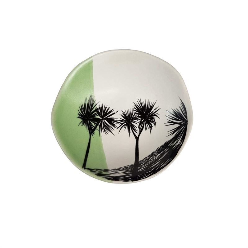 Cabbage Tree Dipped Green with Black - 7cm Porcelain Bowl