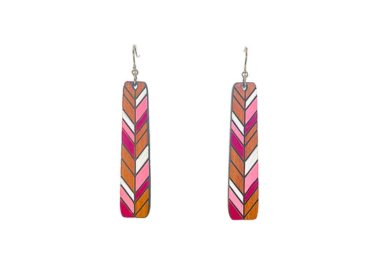 Pink Feather Bar Earrings