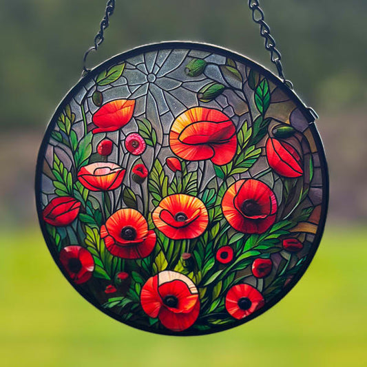 Poppy Stained Glass Hanger