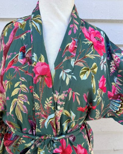 Paradise Diamond Kimono Robe - Ivy