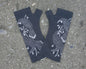 Charcoal huia bird printed merino fingerless gloves