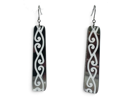Silver Kōwhaiwhai Earrings