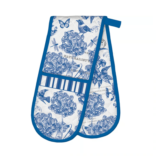 Indigo Cotton Double Oven Gloves