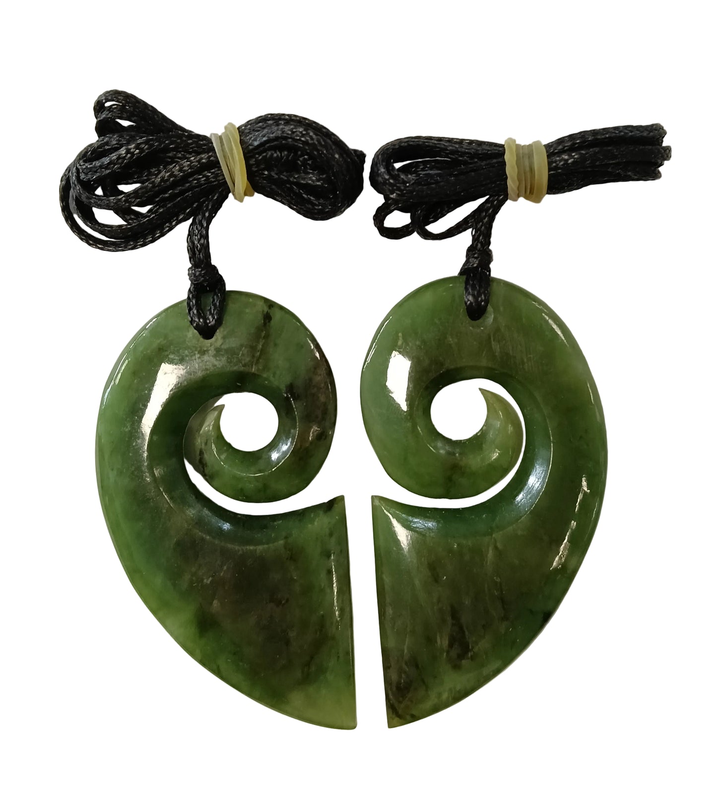 Greenstone Split Heart Pendant Set