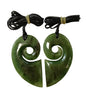 Greenstone Split Heart Pendant Set