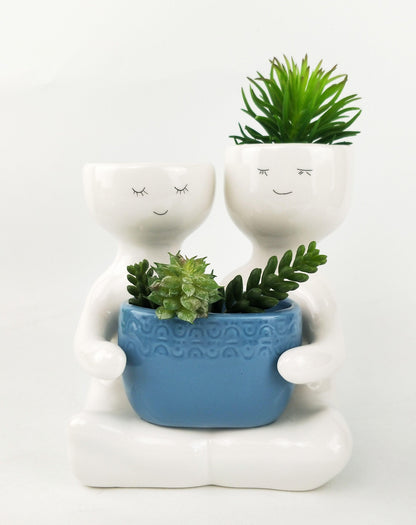 Friends holding a pot Planter Dusty Blue