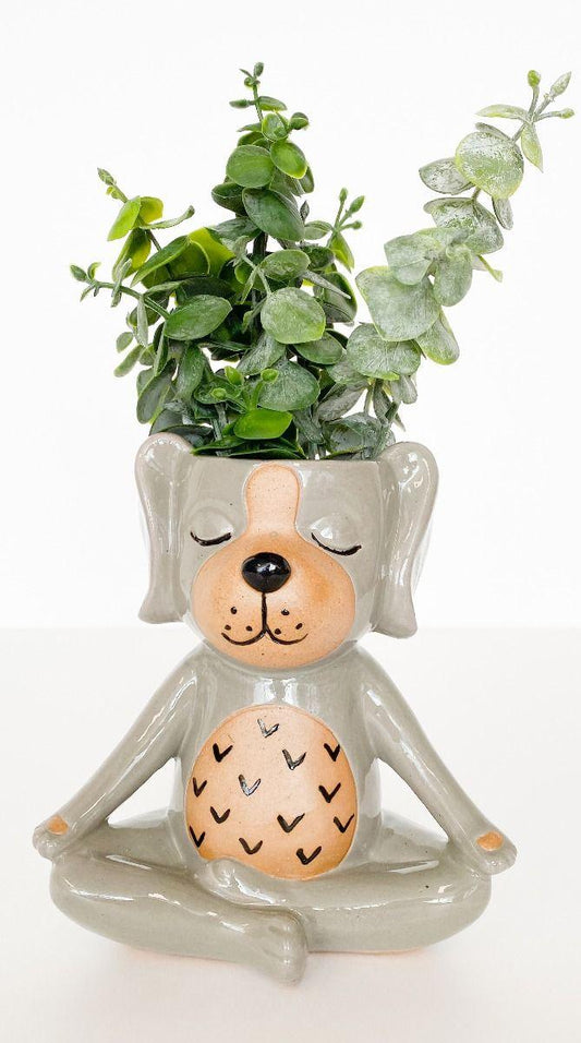 Quirky Puppy Vase Grey Sand