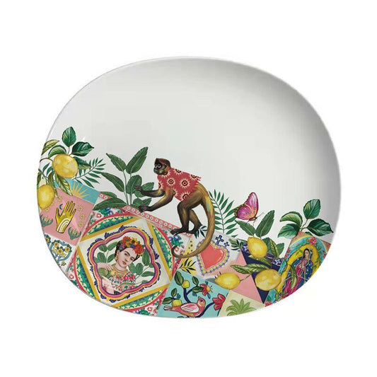 Mexican Folklore Tiles - Oval Serving Dish