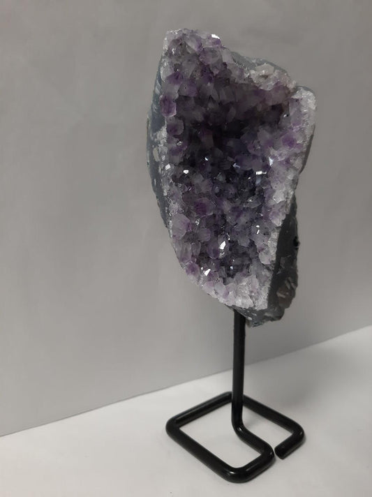 Amethyst Cluster On Black Metal Stand