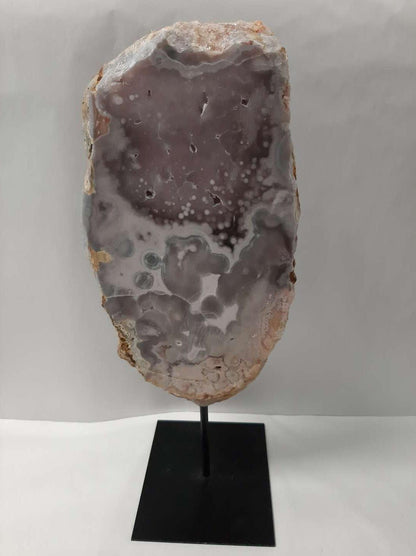 Pink Amethyst Slab On Metal Stand