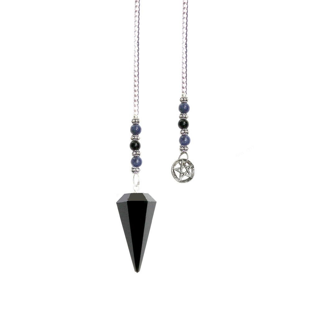 Pendulum Hexagonal Obsidian with Pentacle
