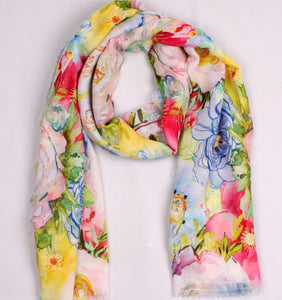 Alice & Lily Printed Floral Blue Scarf