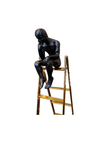 Sitting Thinking Man on Ladder
