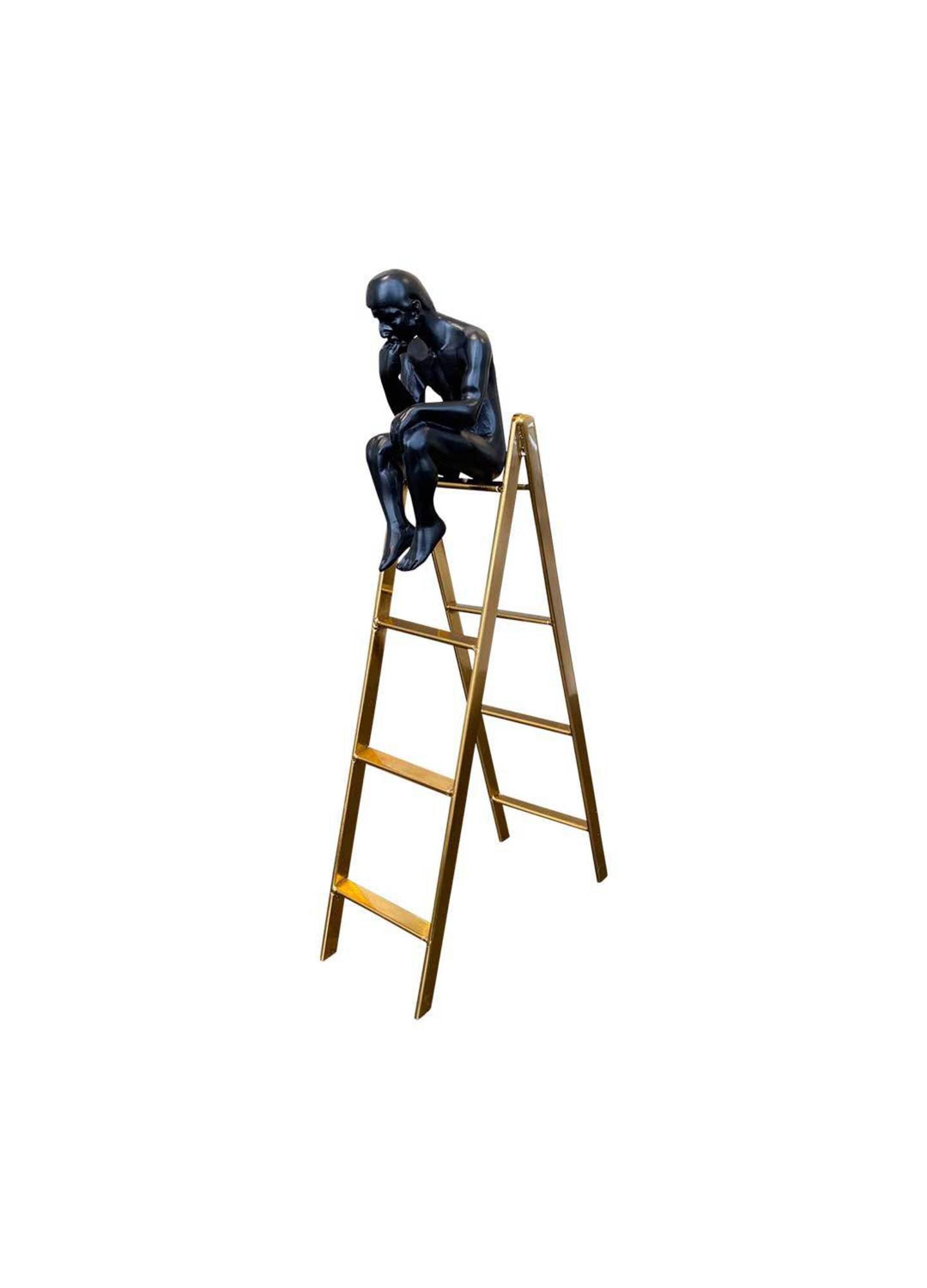 Sitting Thinking Man on Ladder