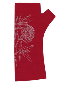 Red Peony Printed Merino Fingerless Gloves - Tigerlily Gift Store
