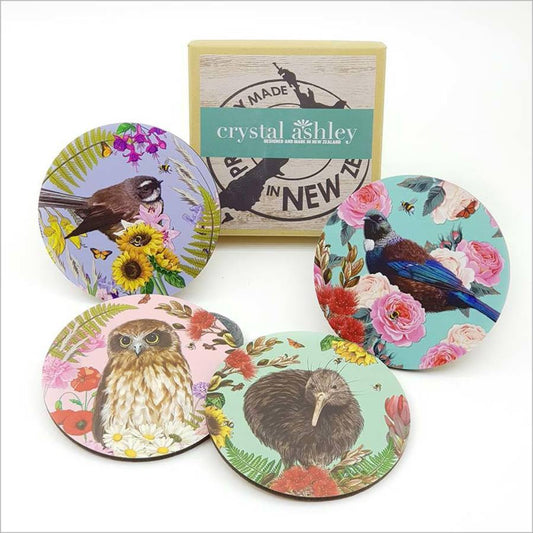 Coasters: Printed Floral NZ Birds - Tigerlily Gift Store