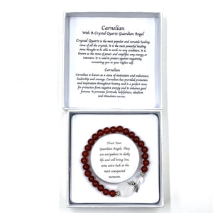 Carnelian Crystal Heart Guardian Angel Bracelet - Tigerlily Gift Store