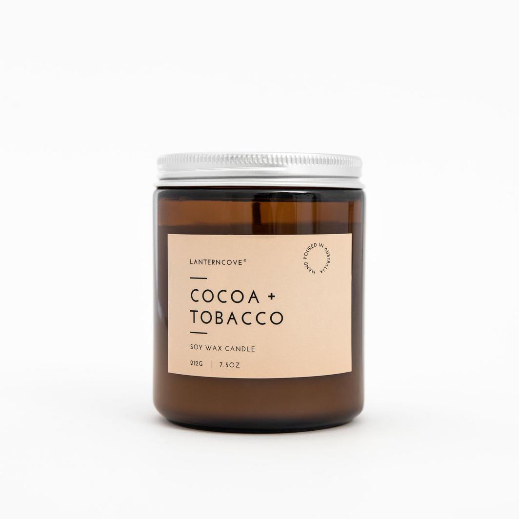 Glo 7.5oz Glass Candle Cocoa+Tobacco