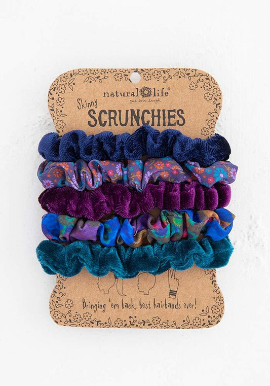 Scrunchies Mixed Set Of 5 Dark Blue