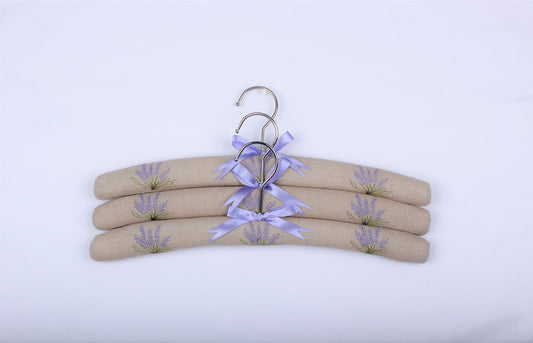 Lavender linen coat hangers