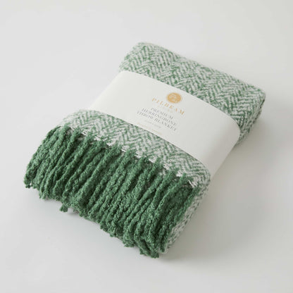 Forest Green Herringbone Throw