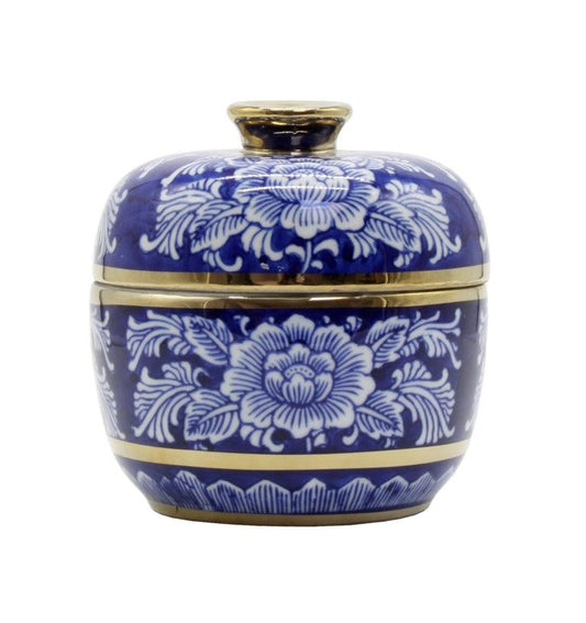 Blue & White Peony Jar 15cm