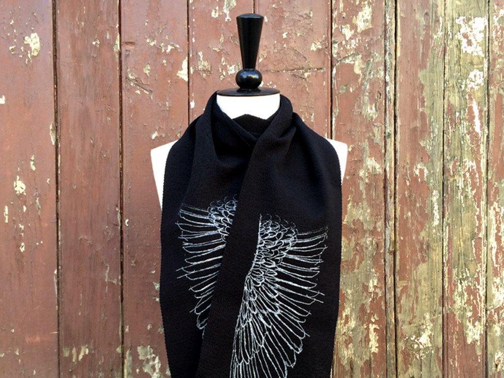 Black wing merino scarf - Tigerlily Gift Store