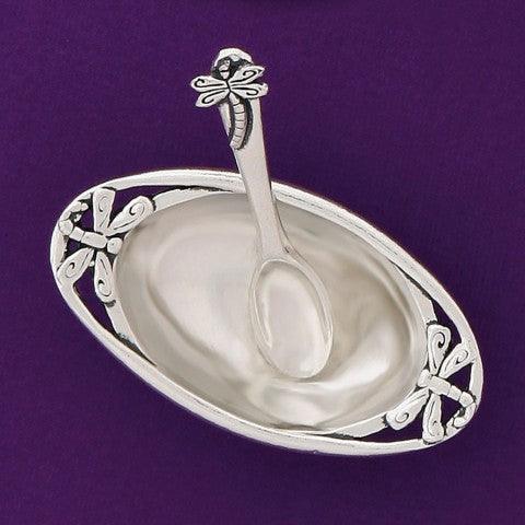 Dragonfly Salt Cellar With Spoon