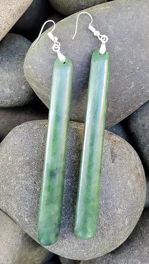 Matt Finish Greenstone Drop Earrings