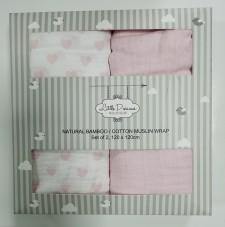 Pink Hearts Bamboo/Cotton Muslin Wraps Pack 2 - Tigerlily Gift Store