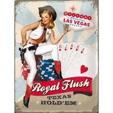 Retro Royal Flush Metal Sign