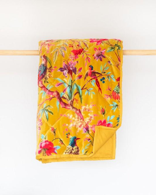 Ochre Bird of Paradise Velvet Throw