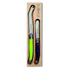 Two Piece Cheese Knife Set in Green & Blue