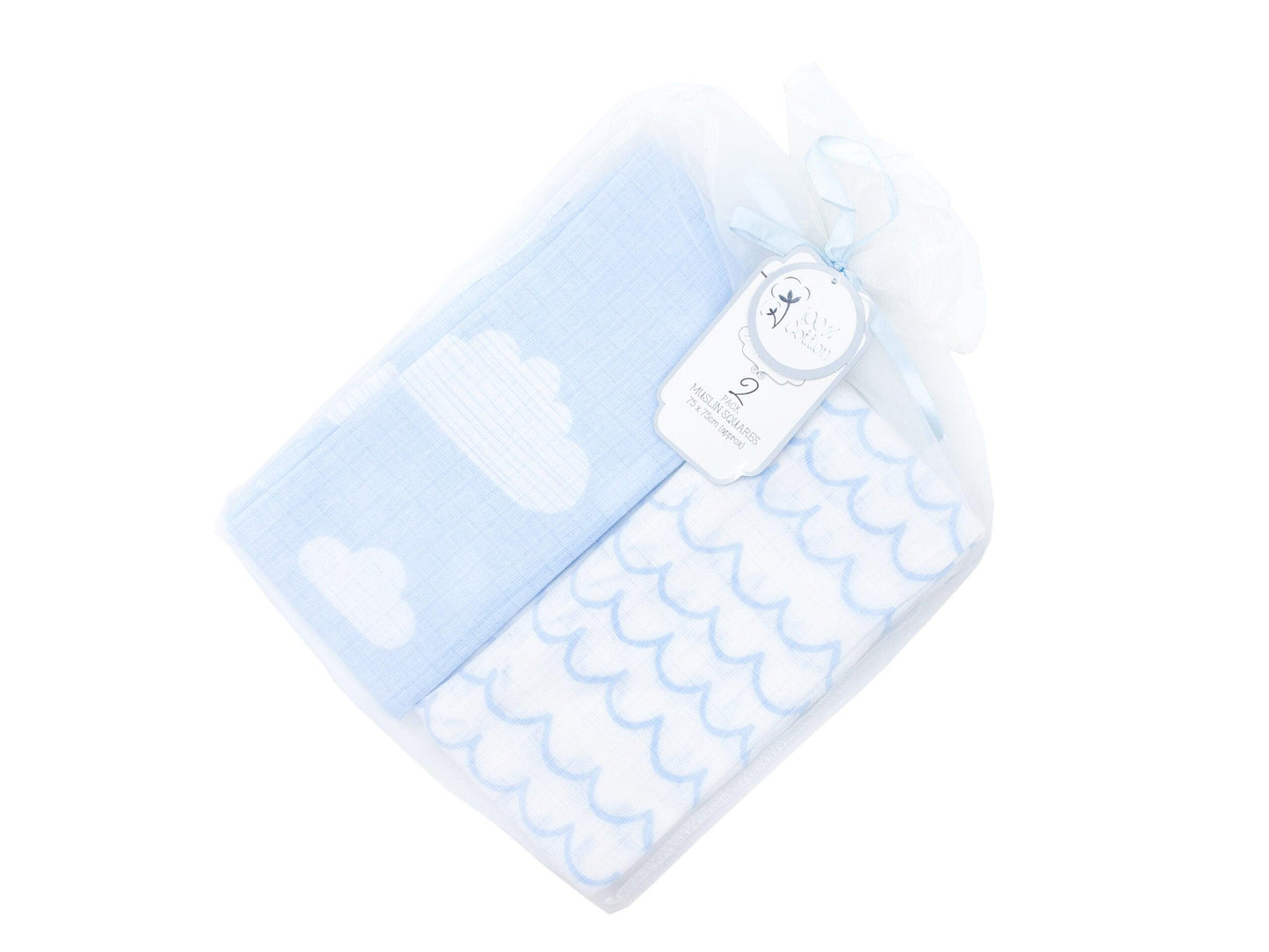 Blue Cotton Muslin Wraps Pack 2