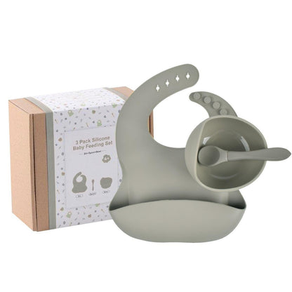 Storm Grey Silicone Feeding Set 3 Piece