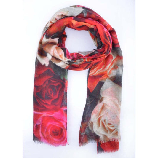 Floral Fine Merino Silk Designer Scarf