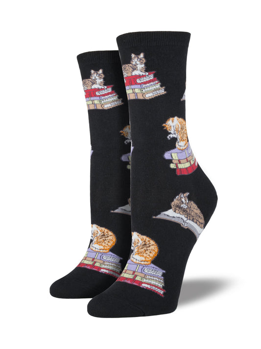 Women's "Cats On Books" Socks